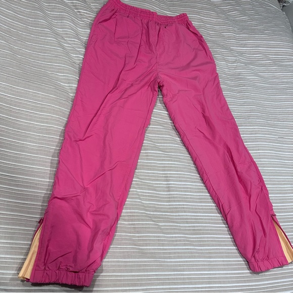 Vintage L.L. Bean size Medium pink jogger pants ankle zip windbreaker tracksuit - Picture 1 of 8